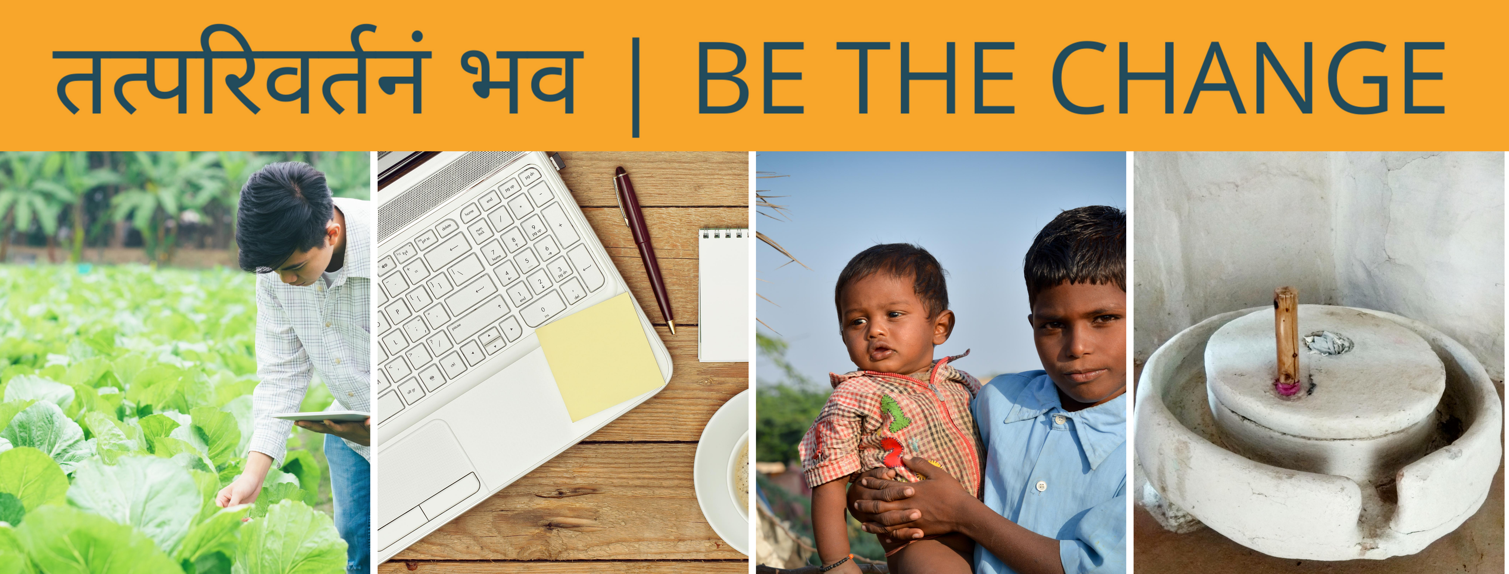 Navsrujan impact collage showing agriculture, technology, children, and grassroots solutions